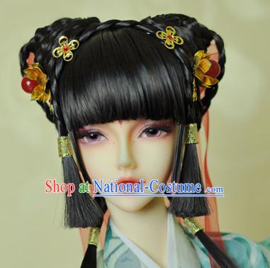 Ancient Chinese Female Black Wigs and Hair Jewelry