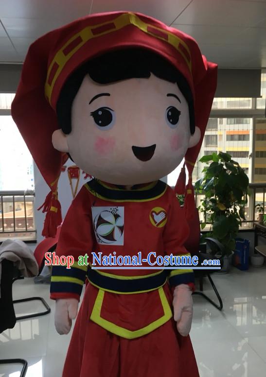 Free Design Professional Custom Mascot Uniforms Mascot Outfits Customized Commerical Chinese Ethnic Girl Mascots Costumes