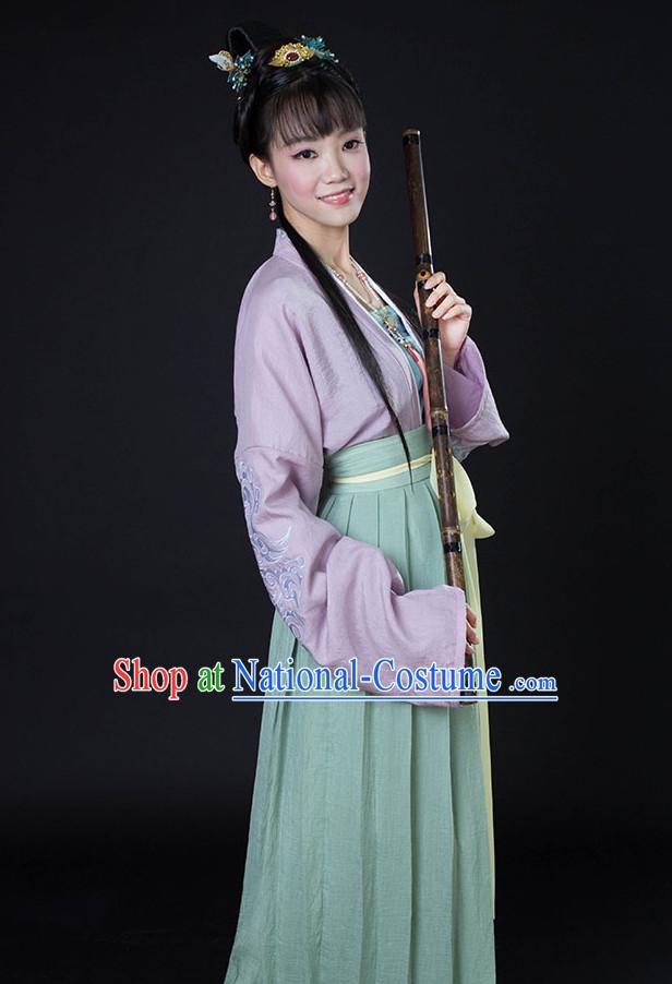 Chinese Style Dresses Kimono Dress Song Dynasty Empress Princess Queen Outfits and Headpieces Complete Set for Women