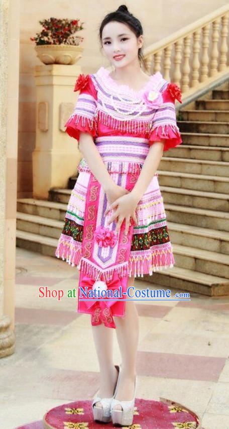 Chinese Traditional Miao Minority Princess Queen Empress Clothes and Hat Complete Set for Women