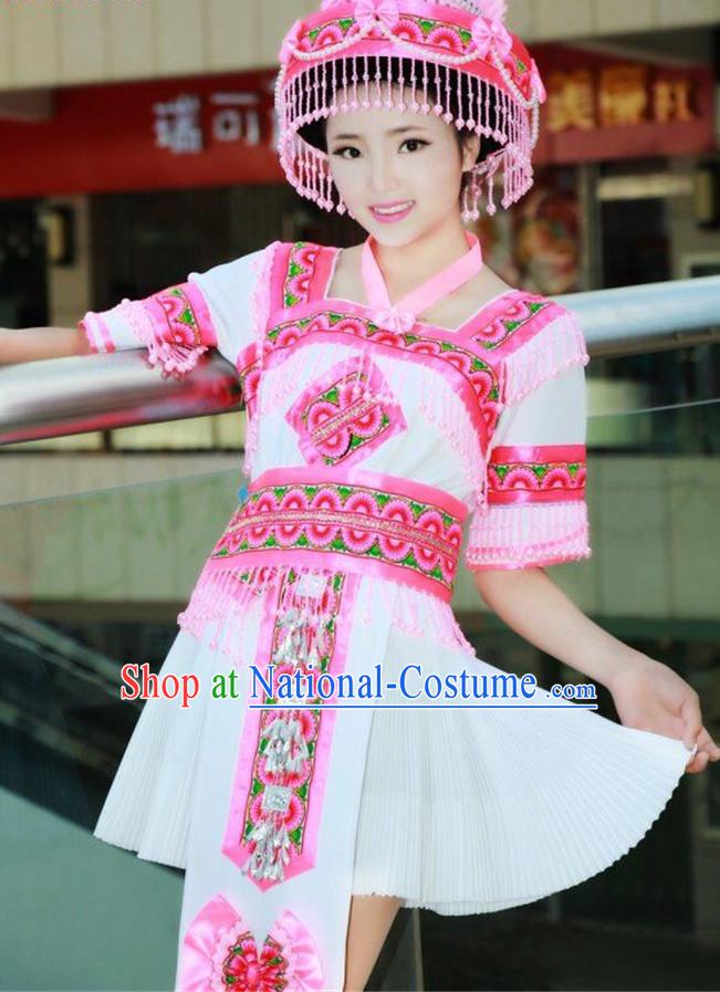 Chinese Traditional Miao Minority Princess Queen Empress Clothes and Hat Complete Set for Women