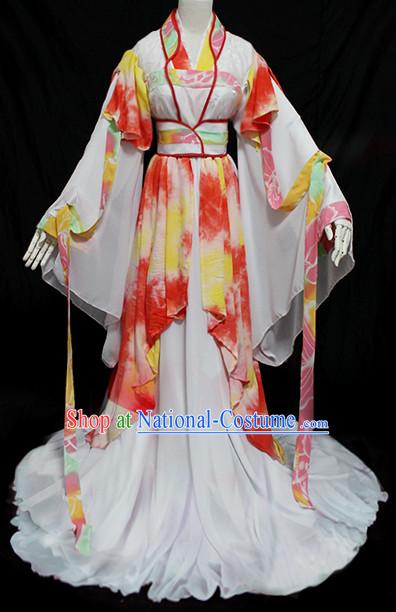 Chinese Ancient Princess Clothing and Headpieces Complete Set for Women Girls Adults Children