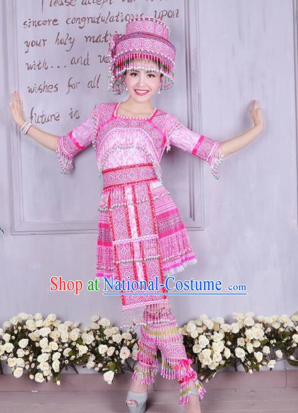 Chinese Traditional Miao Minority Princess Queen Empress Clothes and Headwear Complete Set for Women