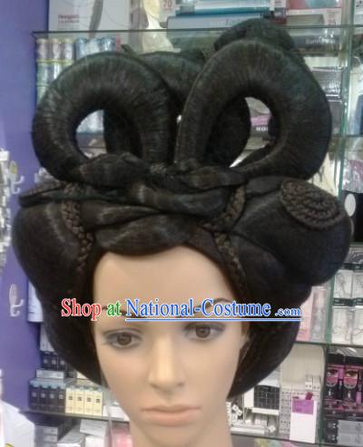 Ancient Chinese Style Princess Empress Black Hair Wigs for Women Girls Adults Children