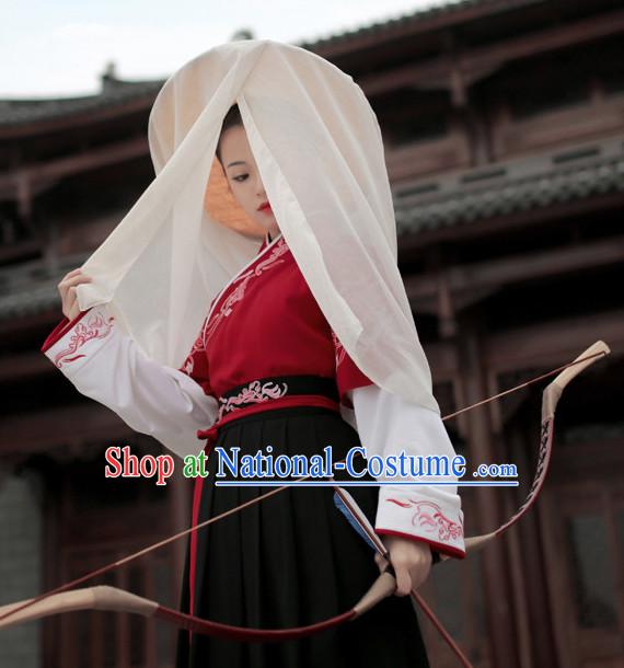 Chinese Ancient Knight Clothing and Hat Complete Set for Women and Girls