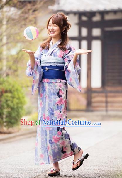 Japanese Traditional Kimono Dress Complete Set for Women Girls Adults