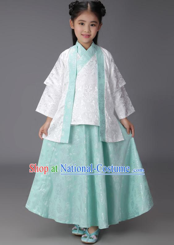 Ancient Chinese Classical Hanfu Outfits Clothing Complete Set for Kids Girls