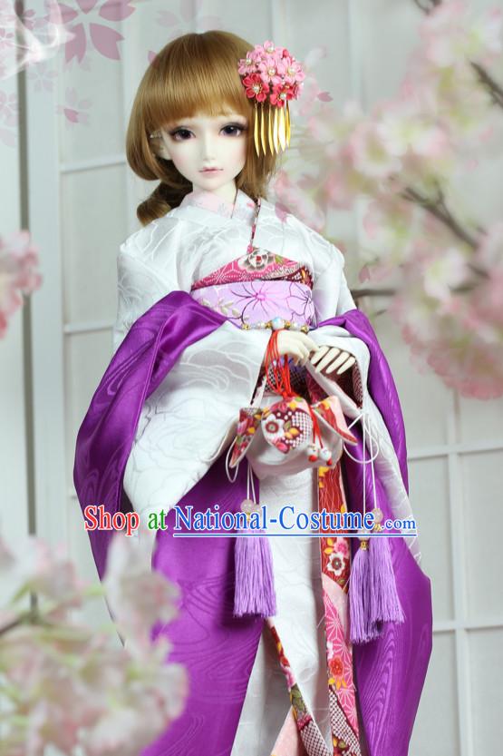 Japanese Traditional Princess Kimono Dress Complete Set for Women Girls Children Adults