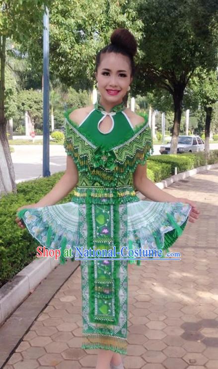 Chinese Traditional Miao Minority Princess Queen Empress Clothes and Headwear Complete Set for Women