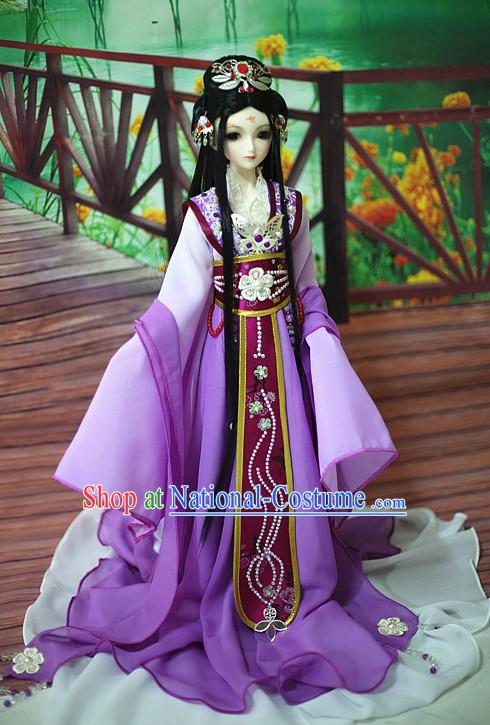 Chinese Ancient Empress Princess Queen Clothing and Headpieces Complete Set for Women Girls Adults Children