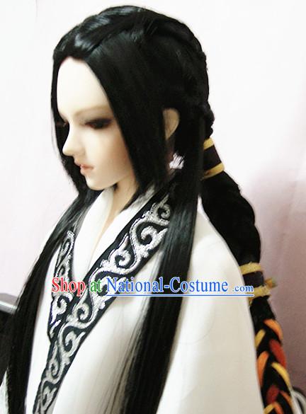 Ancient Chinese Style Black Hair Wigs and Accessories for Men