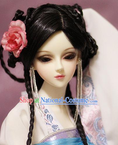 Ancient Chinese Style Princess Black Hair Wigs and Accessories for Women Girls Adults Kids