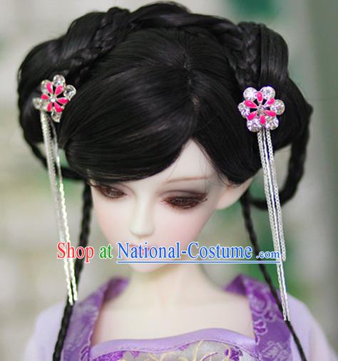 Ancient Chinese Style Princess Black Hair Wigs and Accessories for Women Girls Adults Kids