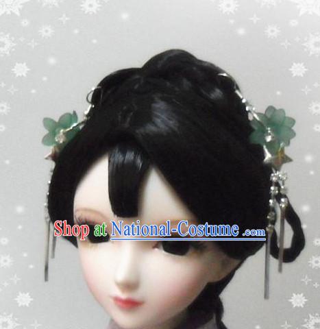 Ancient Chinese Style Princess Empress Queen Black Hair Wigs and Accessories for Women Girls Adults Kids