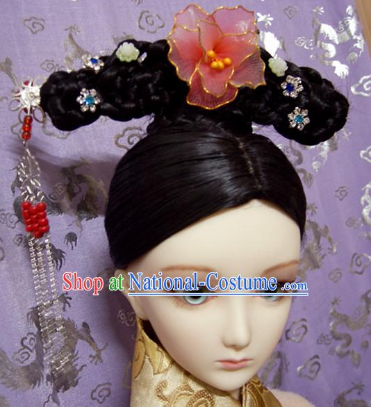 Ancient Chinese Style Princess Empress Long Black Wigs and Accessories for Women Girls Adults Children