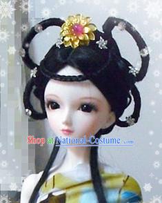 Ancient Chinese Style Princess Empress Long Black Wigs and Accessories for Women Girls Adults Children