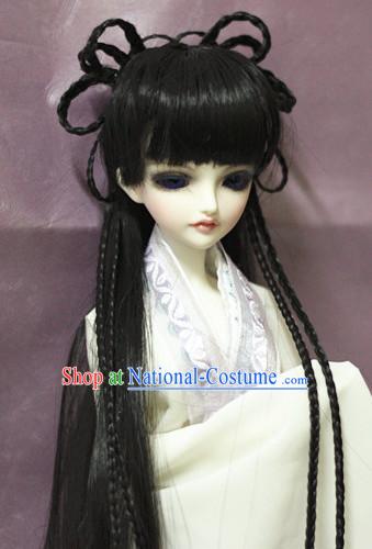 Ancient Chinese Style Prince Empress Long Black Wigs for Women Girls Adults Children