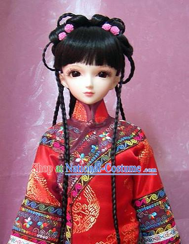 Ancient Chinese Style Prince Empress Long Black Wigs for Women Girls Adults Children