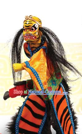 Traditional Chinese Handmade Yellow Tiger Immortal Hand Puppets Hand Marionette Puppet