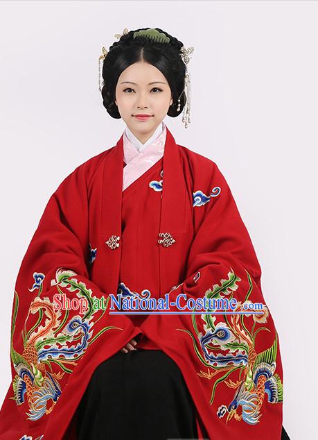 Ancient Chinese Han Dynasty Embroidered Phoenix Wedding Dresses Complete Set for Men or Women