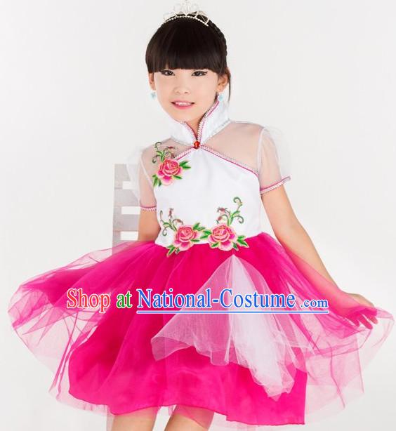 Chinese Folk Dance Costumes for Kids Girls