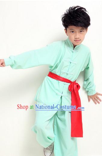 Chinese Traditional Kung Fu Costume Wing Chun Apparel Taiji Uniform for Kids Girls Boys