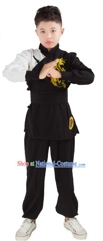 Chinese Traditional Kung Fu Costume Wing Chun Apparel Taiji Uniform for Kids Girls Boys