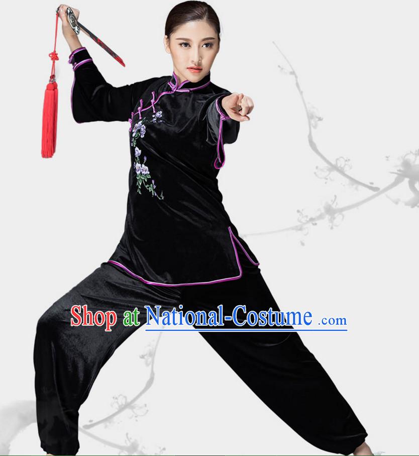 Chinese Asian Mandarin Kung Fu Martial Arts Practice and Competition Costume Wing Chun Apparel Taiji Tai Chi Uniform for Adults Children Men Women Boys Girls