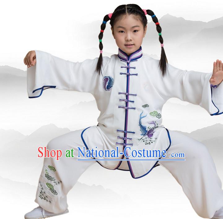 Chinese Asian Mandarin Kung Fu Martial Arts Practice and Competition Costume Wing Chun Apparel Taiji Tai Chi Uniform for Adults Children Men Women Boys Girls