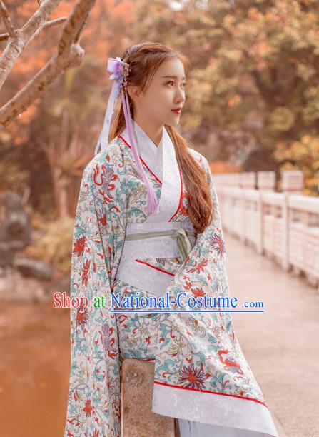 Ancient Chinese Han Dynasty Princess Clothes Top and Bottom Clothing Complete Set for Women or Girls