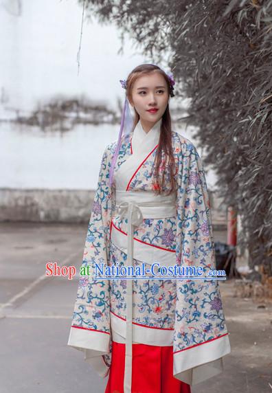 Ancient Chinese Han Dynasty Princess Clothes Top and Bottom Clothing Complete Set for Women or Girls