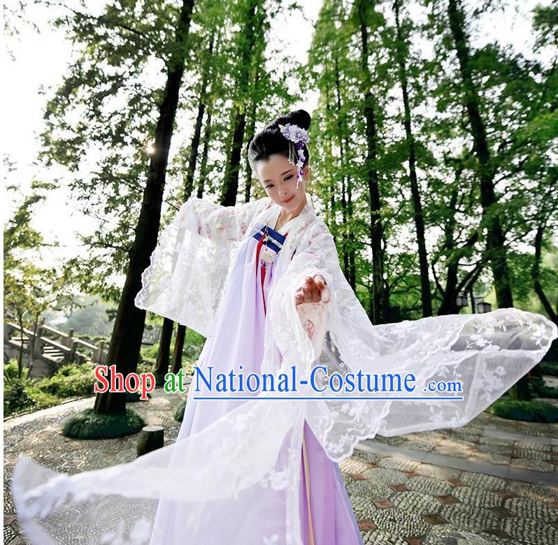 Ancient Chinese Tang Dynasty Clothing and Headpieces Complete Set for Women or Girls