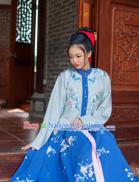 Ancient Chinese Ming Dynasty Princess Clothes Top and Bottom Clothing Complete Set for Women or Girls