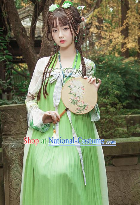 Ancient Chinese Tang Dynasty Princess Clothes Top and Bottom Clothing Complete Set for Women or Girls