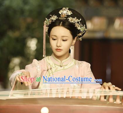 Ancient Chinese Qing Dynasty Handmade Zhen Shuang Princess Empress Queen Style Hair Jewelry