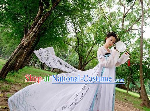 Ancient Chinese Tang Dynasty Princess Empress Queen Embroidered Clothing and Headpieces Complete Set for Women or Girls