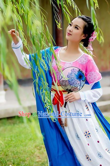 Ancient Chinese Tang Dynasty Princess Empress Queen Embroidered Clothing and Headpieces Complete Set for Women or Girls