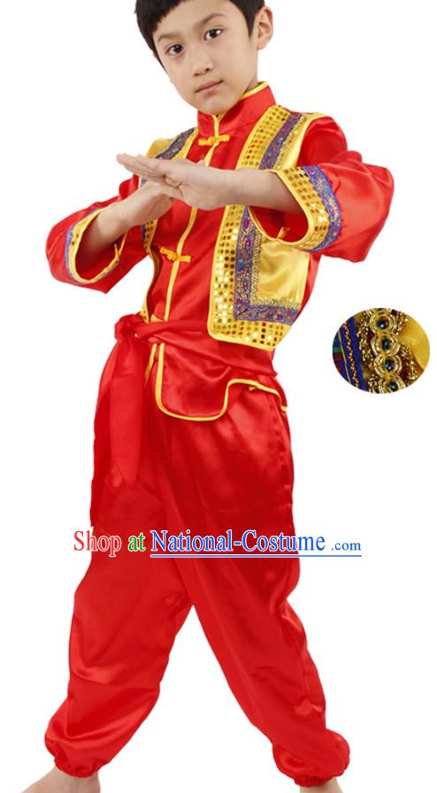 Chinese Folk New Year Dancing Costumes for Boys Kids Children