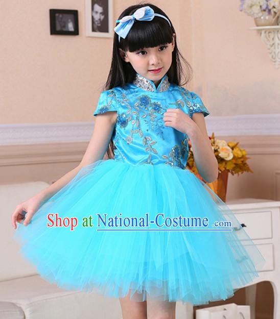 Chinese Traditional Lunar New Year Mandarin Dance Skirts for Girls Kids Children