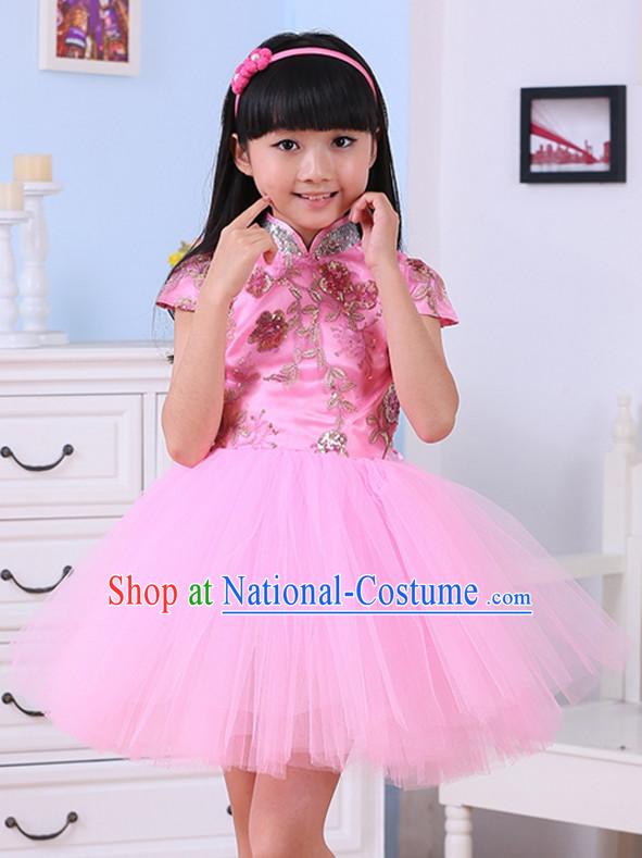 Chinese Traditional Lunar New Year Dance Skirts for Girls Kids Children