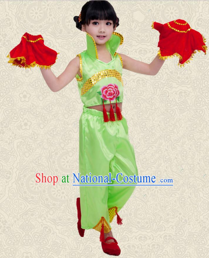 Chinese Traditional Lunar New Year Mandarin Dance Costumes for Girls Kids Children