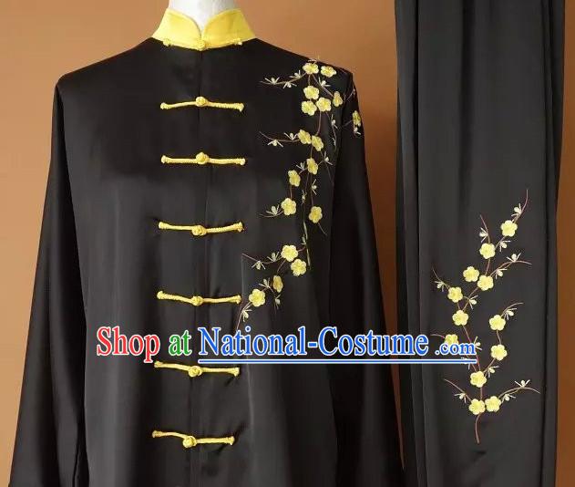 Yellow Top Embroidered Mandarin Tai Chi Taiji Martial Arts Competition Uniforms Dresses Suits Outfits