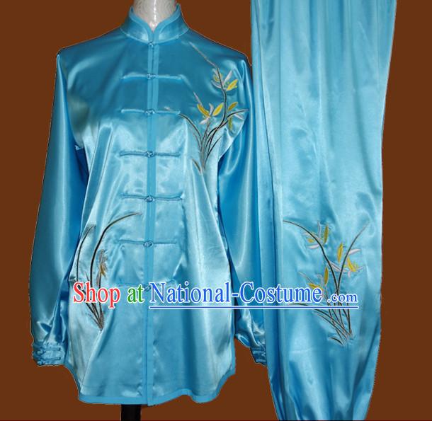 Top Embroidered Mandarin Tai Chi Taiji Kung Fu Martial Arts Competition Uniform Dresses Suits Outfits for Adults