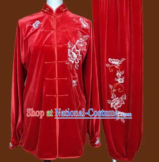 Top Mandarin Tai Chi Taiji Kung Fu Martial Arts Competition Uniforms Dresses Suits Outfits for Adults