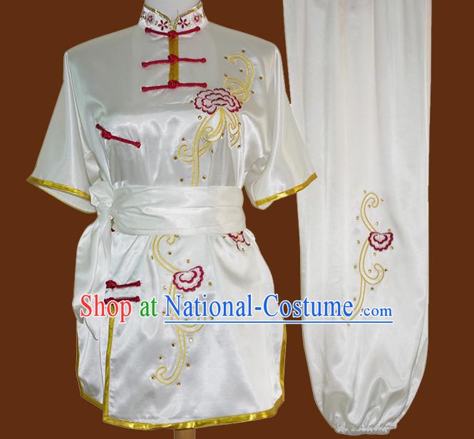 Top Tai Chi Taiji Kung Fu Gongfu Martial Arts Wu Shu Competition Uniforms Dresses Suits Outfits for Adults and Kids