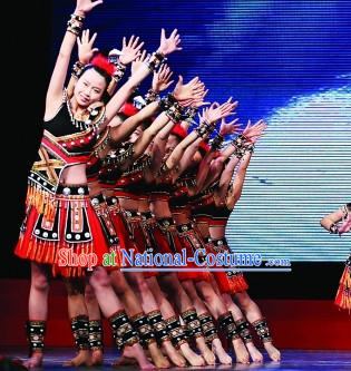 Chinese Folk Ethnic Dance Costumes and Headpieces for Women