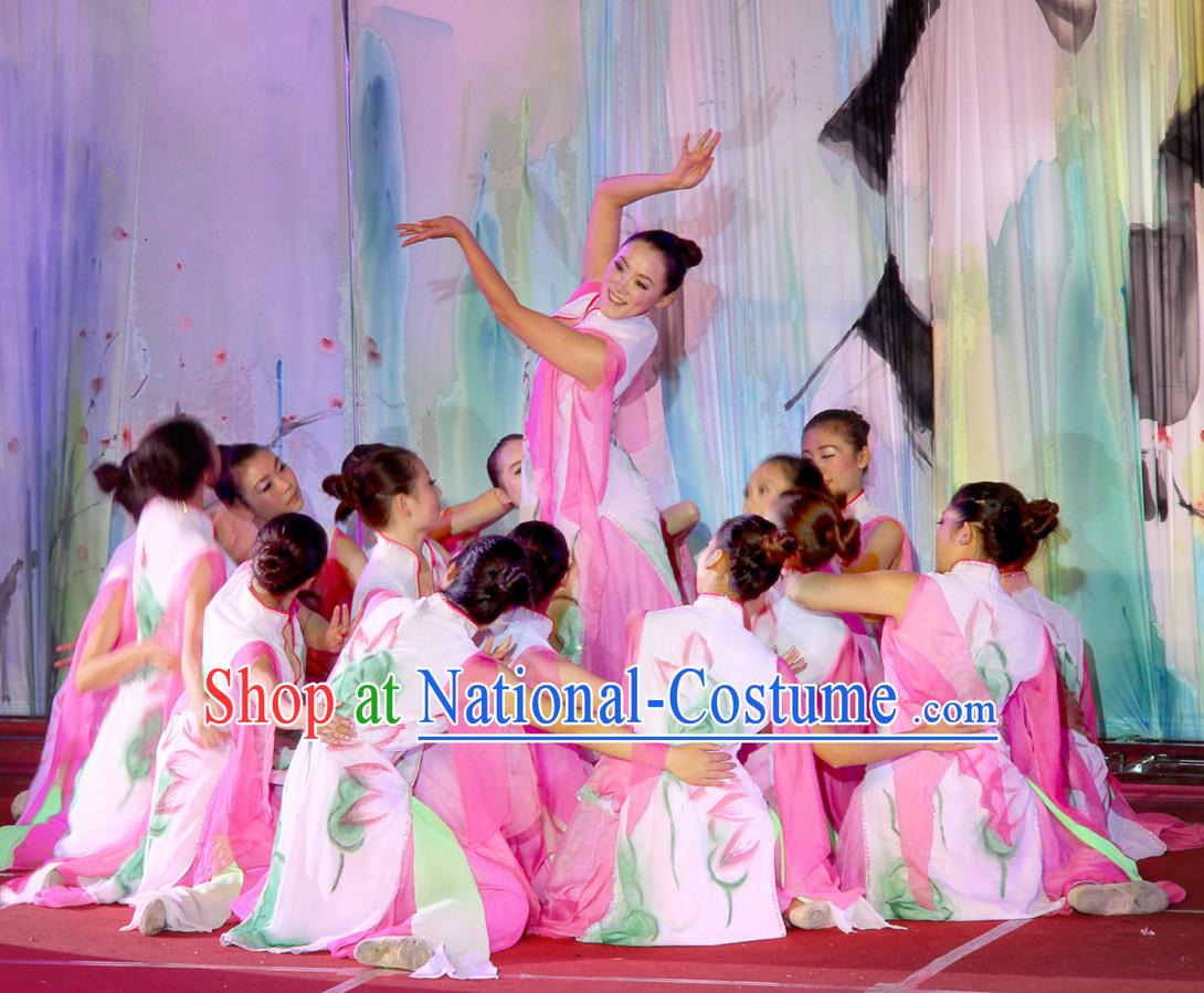 Chinese Folk Dance Costume and Headpieces for Women