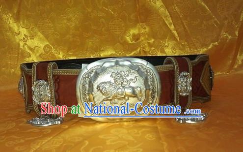 Traditional Chinese Mongolian Feather Belt for Men Boys