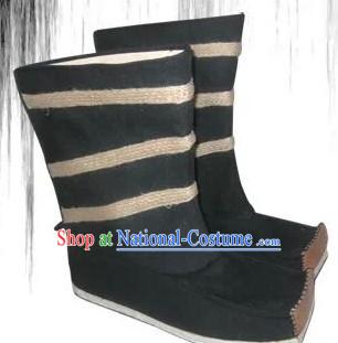 Ancient Chinese Film Handmade Black Boots for Men Boys Adults Children