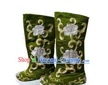 Ancient Chinese Film Handmade Embroidered Black Boots for Men Boys Adults Children